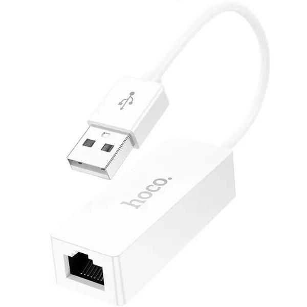Сетевой адаптер HOCO UA22 USB (m)-RJ-45 (f) белый (1/19/190)