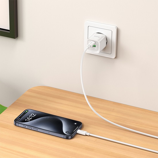 Сетевое ЗУ 1USB/1Type-C 3A HOCO C147A, белый, кабель Type-C - Type-C, PD20Вт