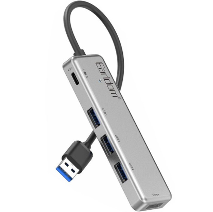 USB-Хаб EARLDOM ET-HUB12, 4USB,1Type-C серебро