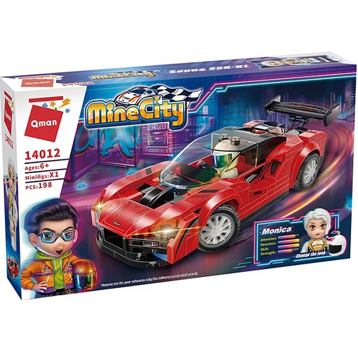 Конструктор QMAN 14012 Гоночное авто 198 дет. в кор.