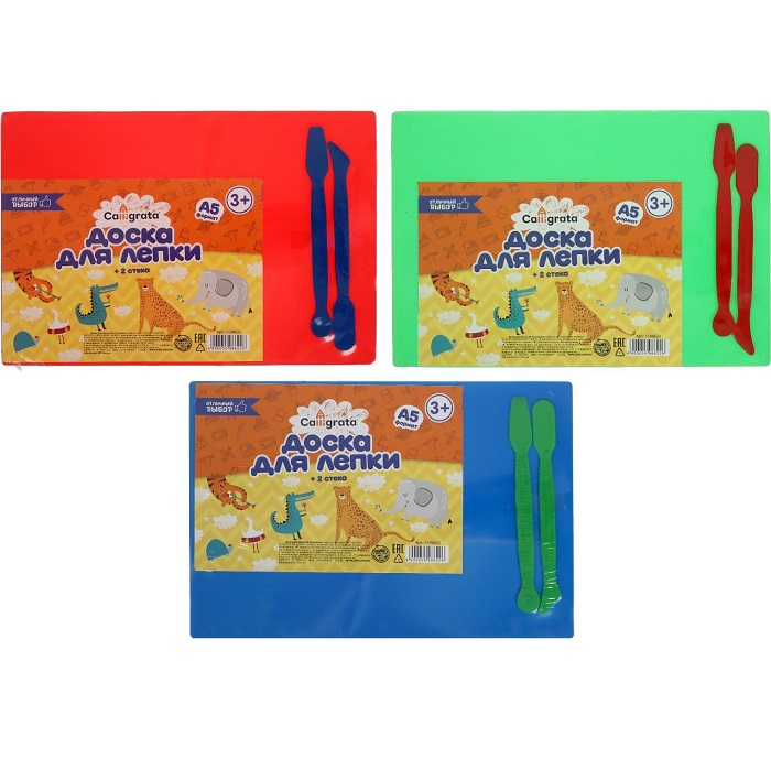 Доска для лепки пластиковая А5, 2 стека, 1800 мкм, цветная, МИКС