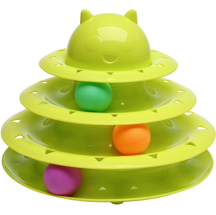 Игровой комплекс "Пижон" для кошек с 3 шариками, 24,5 х 24,5 х 13 см, зелёный   9064612