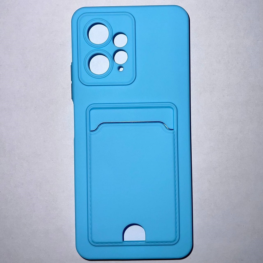Силиконовый чехол BUTTON для Xiaomi Redmi NOTE 12 _4G (2023) голубой , с карманом для пластик карт
