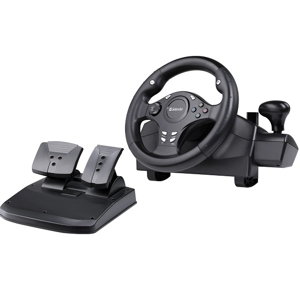 Игровой руль DEFENDER Rager,PC/PS/Xbox/Switch,педали, черный (1/4)
