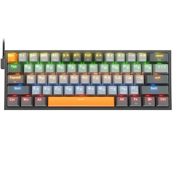 Клавиатура REDRAGON Fizz RU, RGB, melt-gold свитчи, черный (72595)