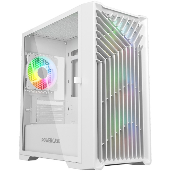 Корпус Powercase Mistral Micro X4W, Tempered Glass, 4х 120mm fan, белый, mATX