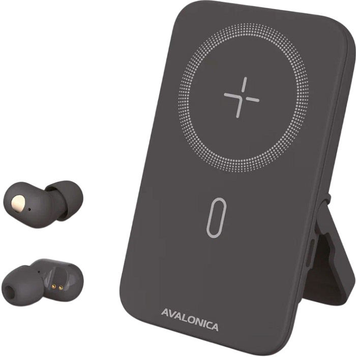 Внешний АКБ Avalonica AVA-PWB-001 black (5000mAh) + наушники TWS, 18 Вт, MagSafe, QC, PD, Type-C