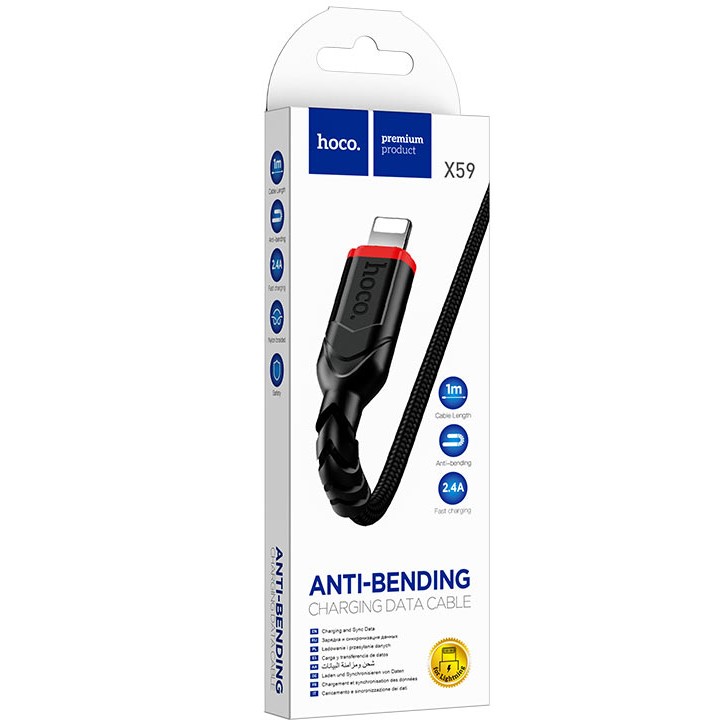 Кабель USB <--> Lightning 1.0м HOCO X59 Victory чёрный