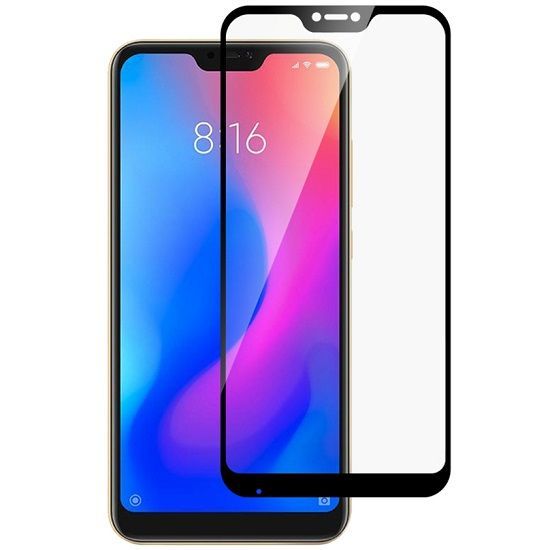 Противоударное стекло 2.5D NONAME для XIAOMI Mi A2 Lite/ Redmi 6 Pro черное, клей по краям, в коробке