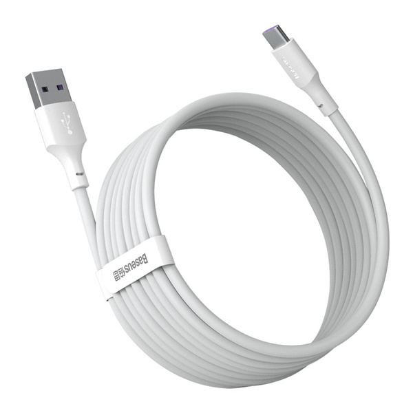 Кабель USB <--> Type-C  1.5м BASEUS Simple Wisdom Data Cable Kit White, 5A (TZCATZJ-02)