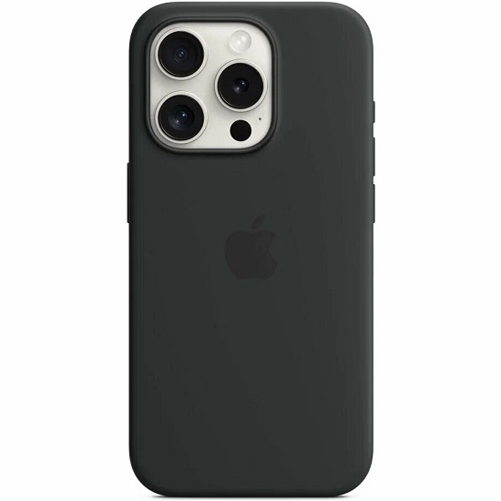 Силиконовый чехол SILICONE CASE для iPhone 15 Pro (MagSafe + анимация NFC Clear) c LOGO Black