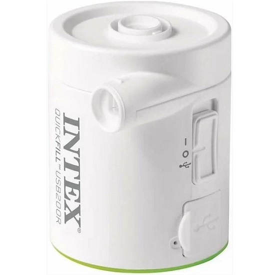 Насос электрический INTEX 66637, USB 5В, 2А "USB200R" перезаряжаемый, пауэрбанк, 2 насадки в комплекте