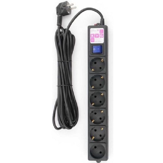 Сетевой удлинитель  5.0м POWER CUBE SPG6-B5M, черный, 6 розеток, 16А