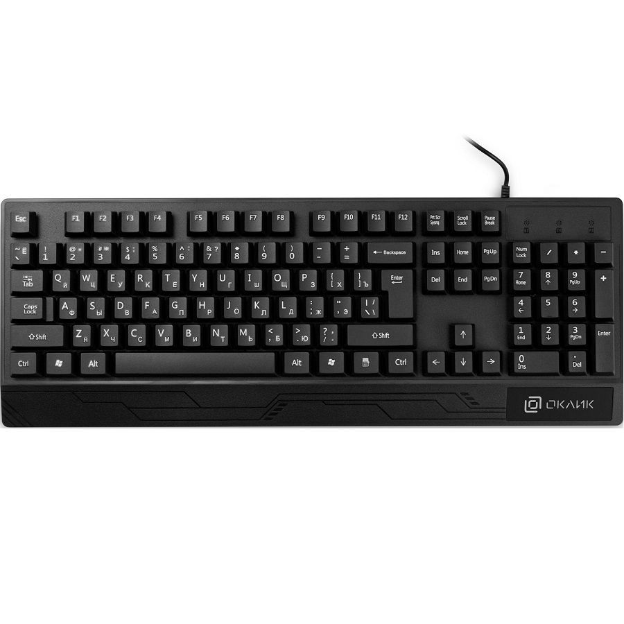 Клавиатура OKLICK 115M черный USB (подставка для запястий)