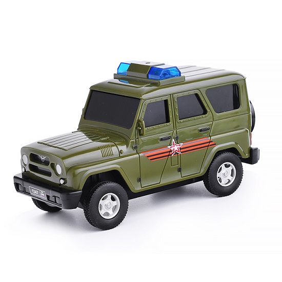 Машина р/у УАЗ Хантер Армия России 15 см, свет, зеленый 378765