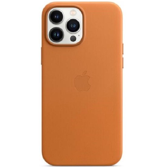 Задняя накладка LEATHER CASE MAGSAFE для iPhone 13 Pro Max №01 Orange с АНИМАЦИЕЙ