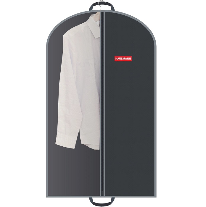 Чехол для одежды HAUSMANN со стенкой из ПВХ и ручками 60*100, черный (HM-701002AG)