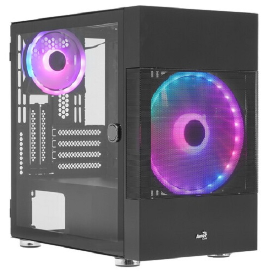 Корпус Aerocool/Formula Atomic V1 без БП, mATX, боковое окно (закаленное стекло), черный
