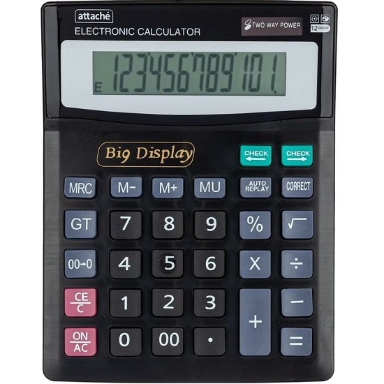 Калькулятор ATTACHE ATC-444-12F 12-разрядный черный