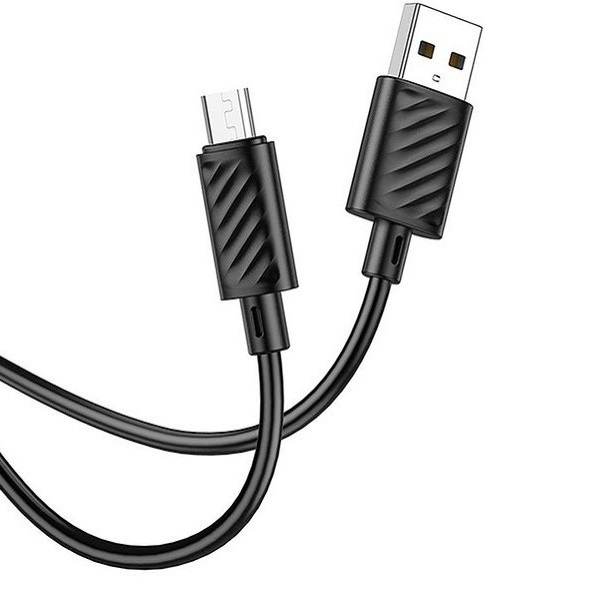 Кабель USB <--> microUSB  1.0м HOCO X88 Gratified, чёрный
