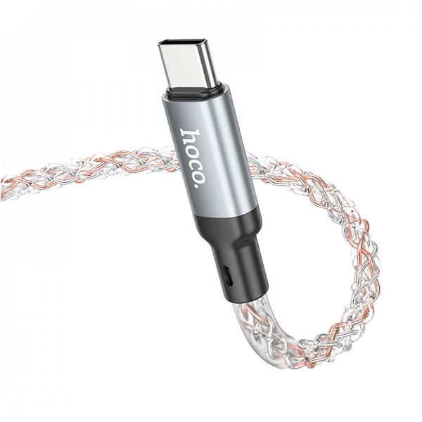 Кабель Type-C <--> Type-C  1.0м HOCO U112 Shine, серый