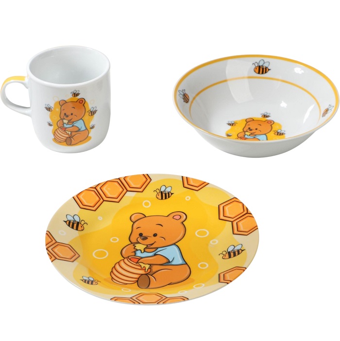 Набор детской посуды из керамики Доляна «Медвежонок и мёд» белый 9438006