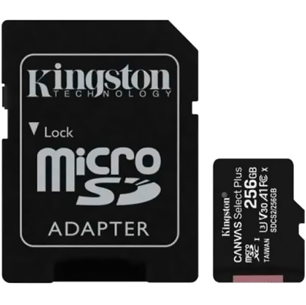 Micro SD 256Gb Kingston Class 10 Canvas Select Plus A1 U1 V10 + SD адаптер