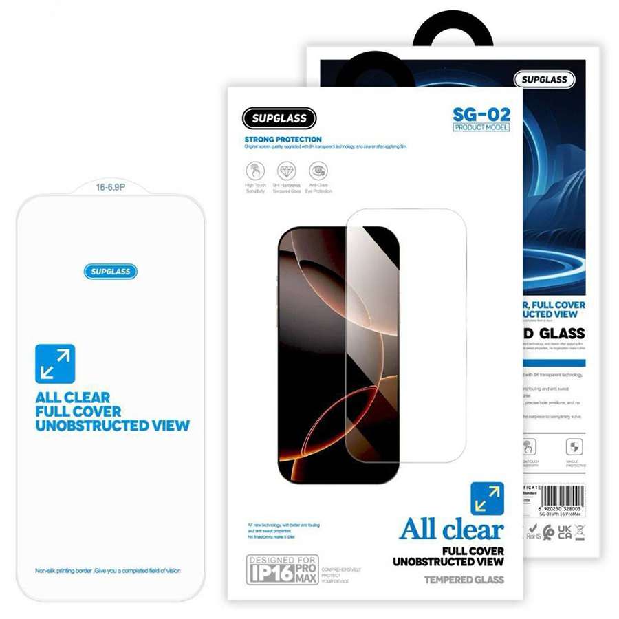 Противоударное стекло SUPGLASS без рамки для iPhone 13/13 Pro/14/16E (6.1), SG-02
