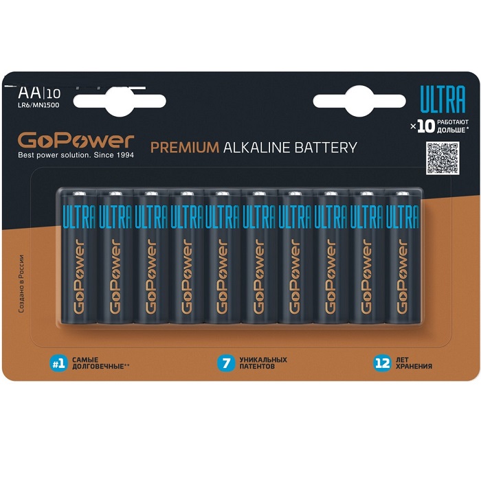 Элемент питания GoPower LR06 ULTRA BL-10 (10/100/800)