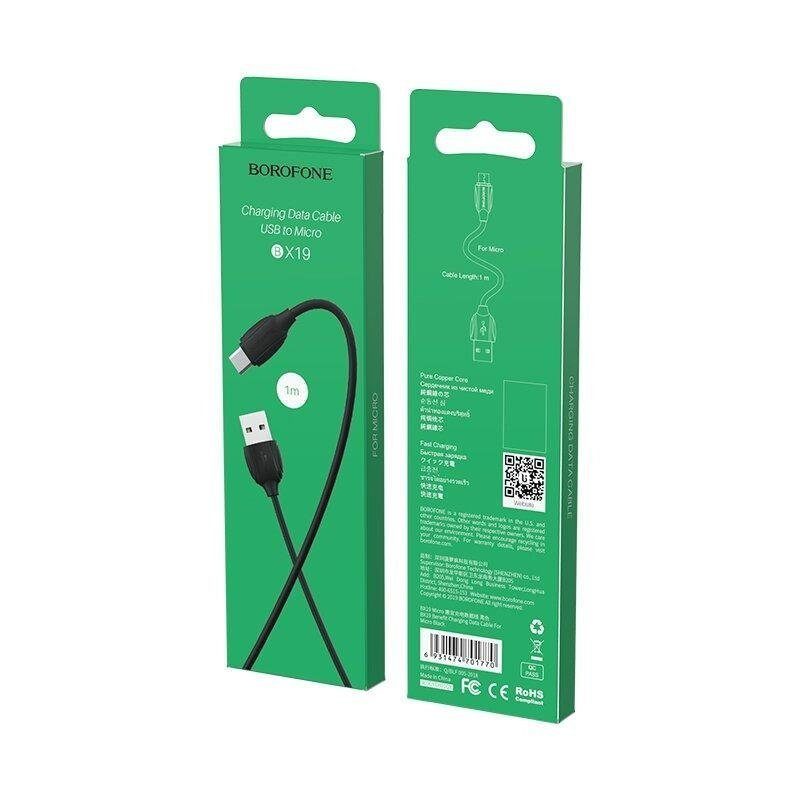 Кабель USB <--> microUSB 1.0м BOROFONE BX19 Benefit черный