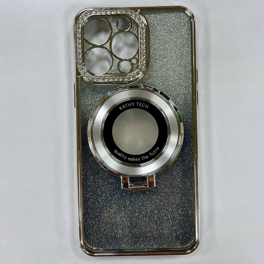 Задняя накладка NONAME для iPhone 14 Pro Max  с гальваническим магнитным держателем цвет серебро