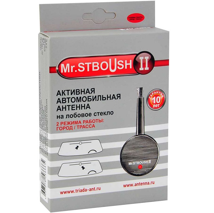 Антенна автомобильная Mr.STBoush-II для дальнего приема УКВ и FM, два режима (город-трасса)