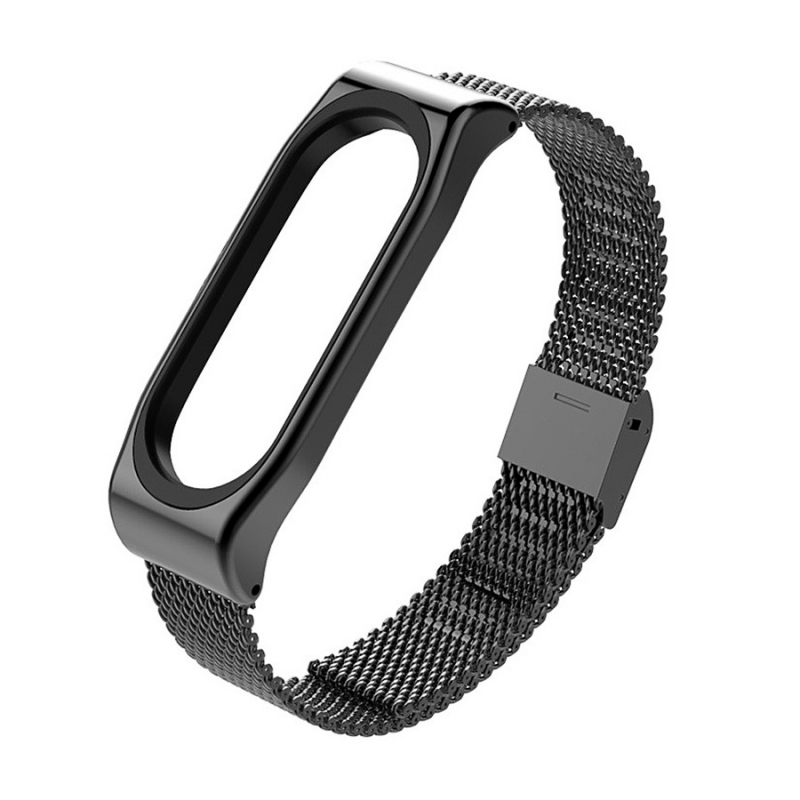 Металлический ремешок NONAME для Mi Band 5 Milanese черный глянцевый (Matte black) #2