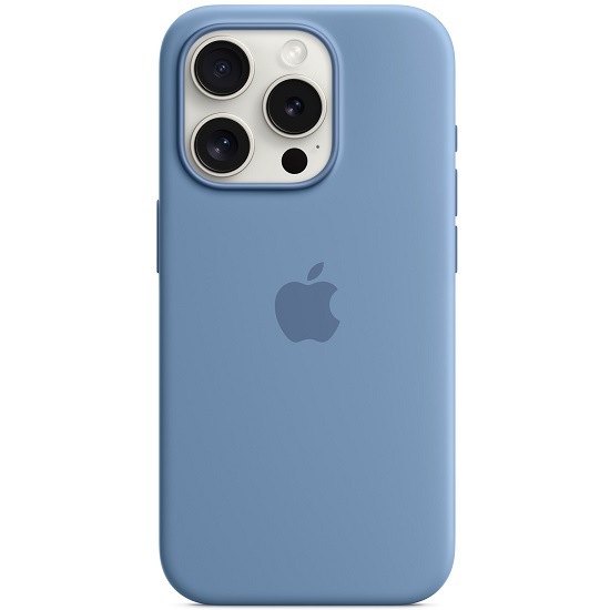 Силиконовый чехол SILICONE CASE MagSafe для iPhone 15 Pro №05 Winter Blue (АНИМАЦИЯ в цвет чехла)