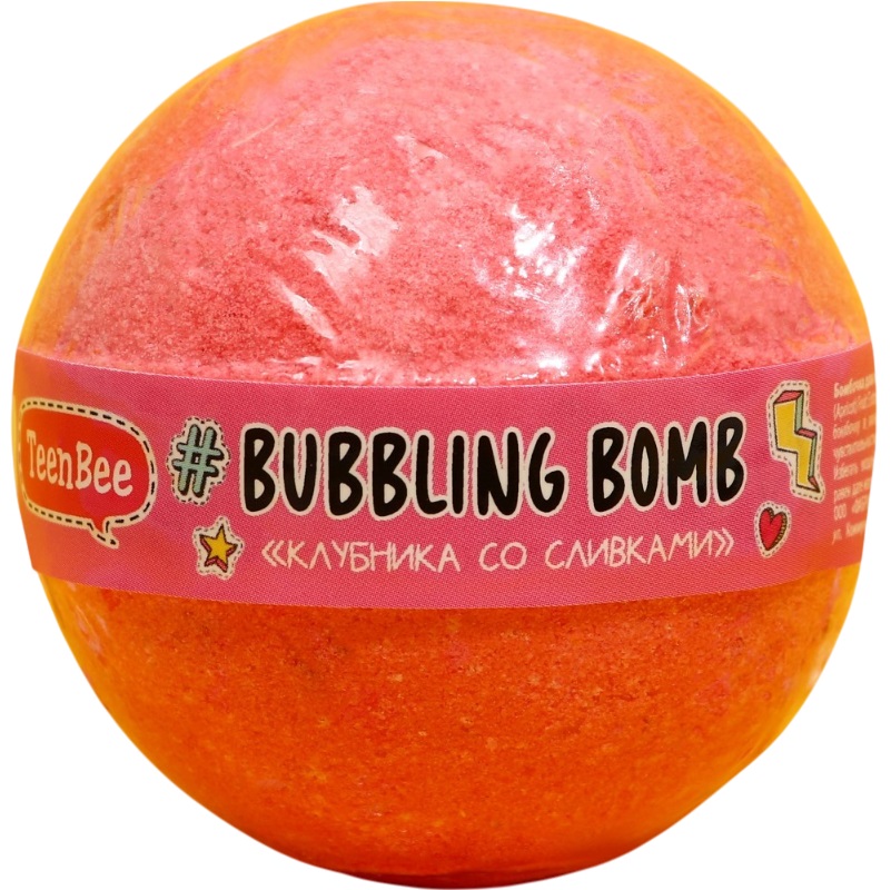 Бомбочка для ванны TeenBee аромат клубники со сливками 120 г