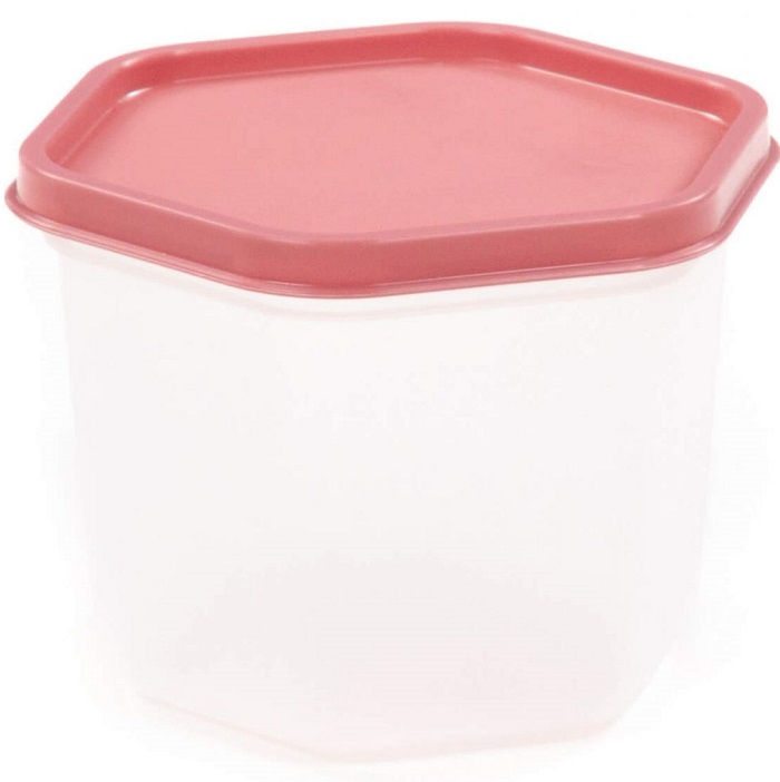 Контейнер Dolcezza №117 с крышкой, 0,75л (бесцветный, крышка бледно-коралловая)