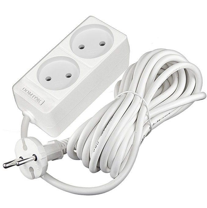 Сетевой удлинитель  5.0м DOMTOK 2гн.,ПВС 2*1  2,2кВт б/з