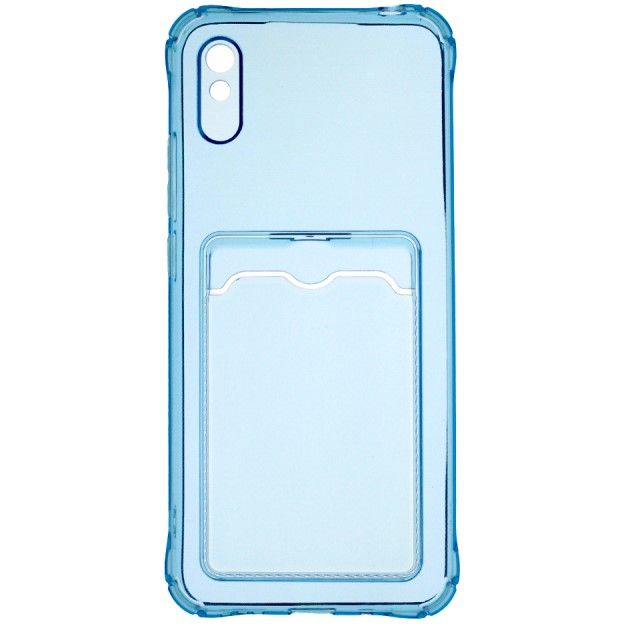 Задняя накладка ZIBELINO Silicone Card Holder Case для Xiaomi Redmi 9A (голубой) защита камеры