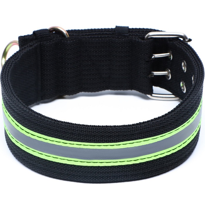 Ошейник четырехслойный светоотражающий с вертлюгом, 71 х 5 см, ОШ 55-65 см, чёрный