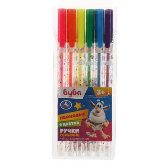 Ручки гелевые УМКА БУБА неон, 6 цветов GPN-68053-BU