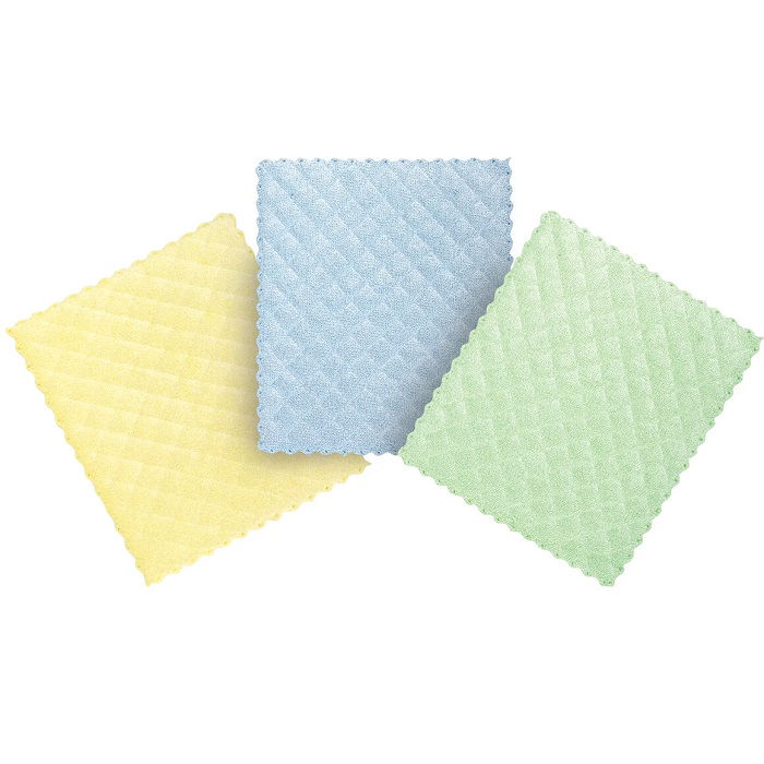 Салфетки из МИКРОФИБРЫ ГУБЧАТАЯ LAIMA, 17х20см КОМПЛЕКТ 3шт, 3 слоя, ассорти, 440 г/м2, 606657
