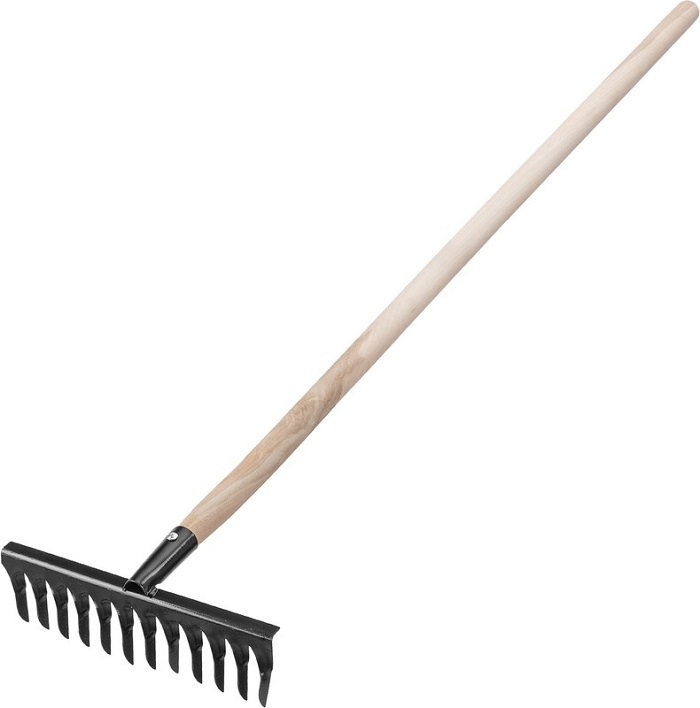 Грабли стальные, 1300 мм, 12 витых зубьев, деревянный черенок// Сибртех 61744