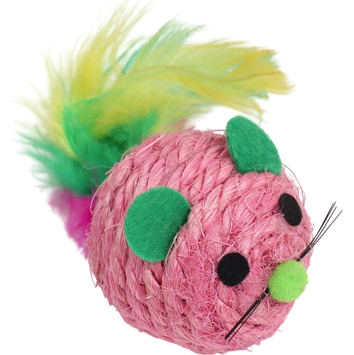 Шарик-мышь из сизаля, 4,2 см, розовый   7865593