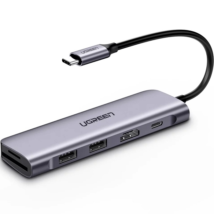 USB Type-C Хаб Ugreen USB-C 6-in-1CM195 (70411) (3xUSB3.0-A/ HDMI/ SD/ TF )