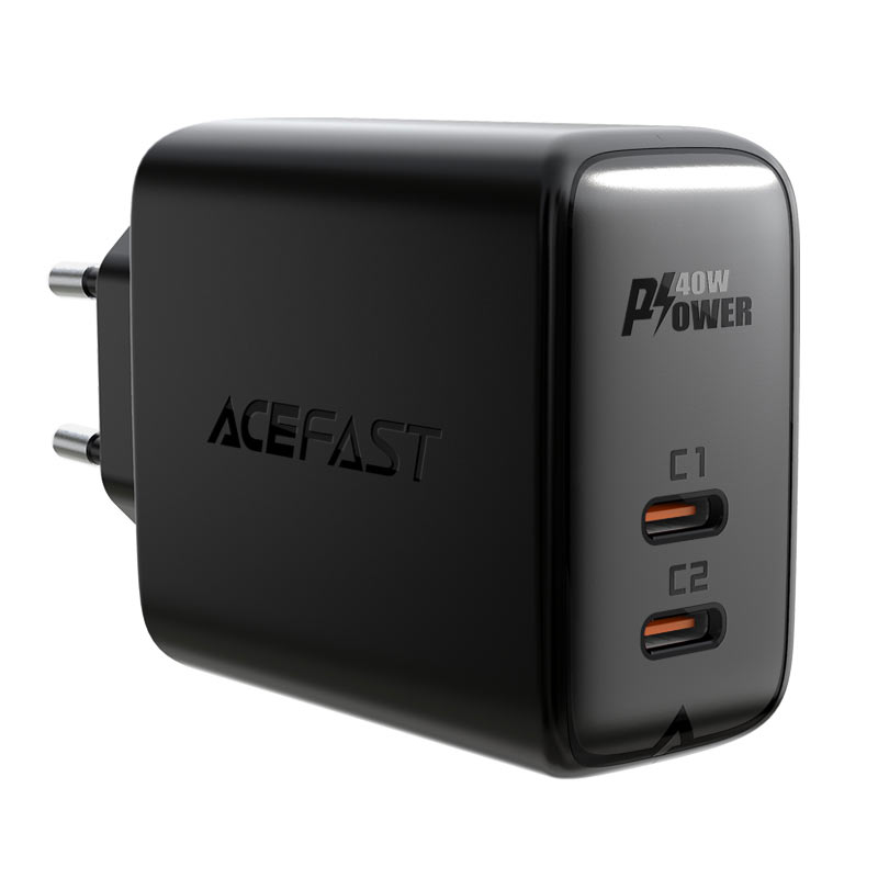 Сетевое ЗУ 2Type-C ACEFAST A9, черный, 40Вт (6974316280194)