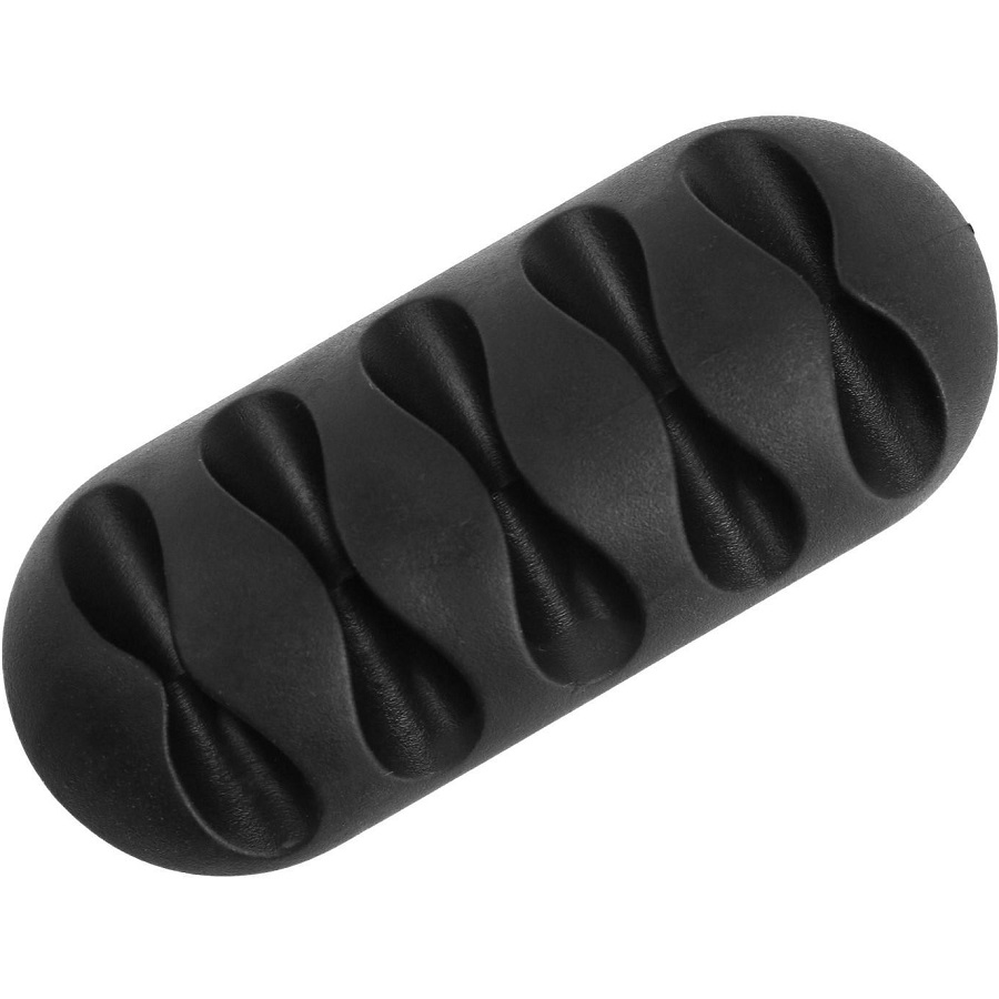 Держатель проводов TORSO, самоклеящийся, 5 делений, 6.5×3 см, черный 7187219