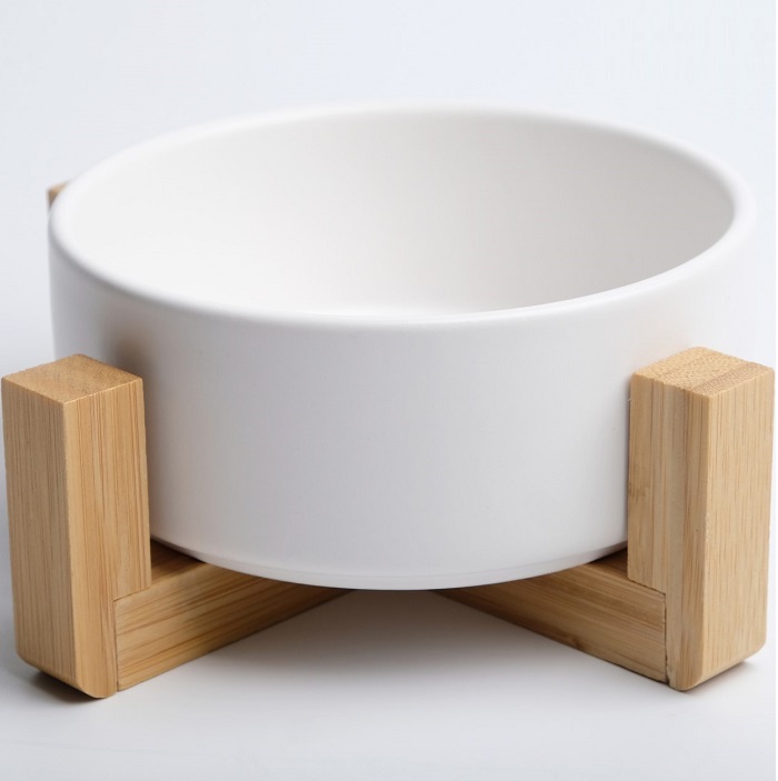 Миска керамическая на подставке 450 мл 13 х 5 см, белая