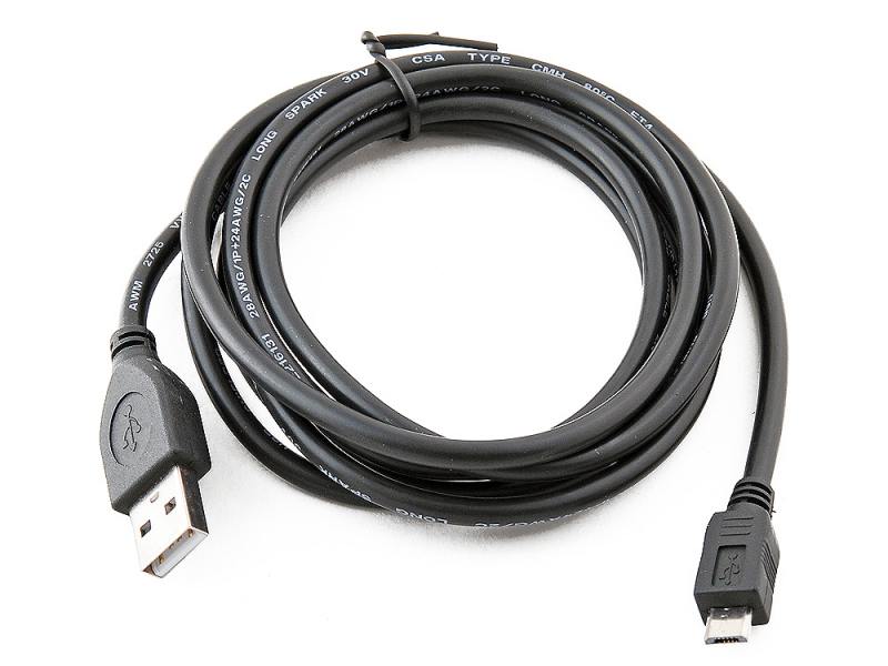 Кабель USB <--> microUSB  1.8м GEMBIRD/CABLEXPERT CCP-mUSB2-AMBM-6, черный, пакет