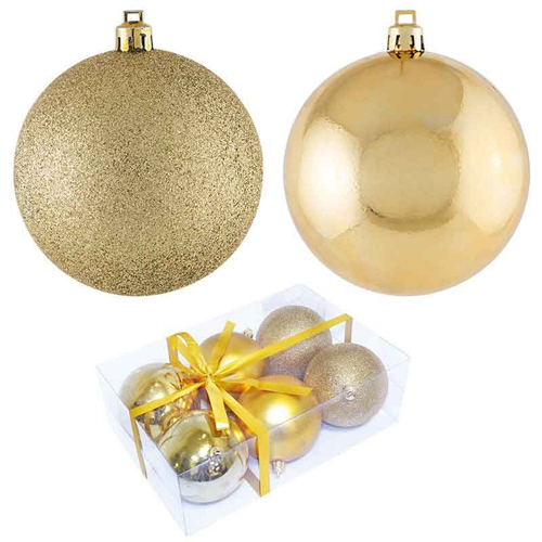 Набор шаров 8 см, 6 шт, цвет: золотой (глянец, мат., блеск) PB8-6SMB-G арт.101630