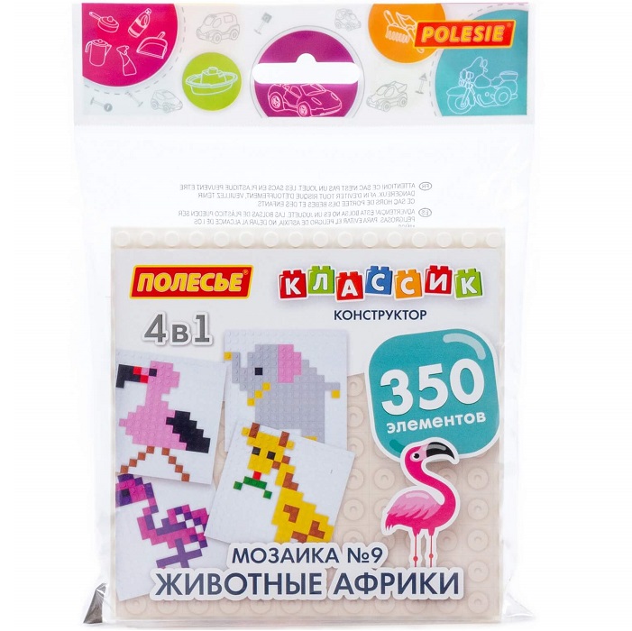 Конструктор ПОЛЕСЬЕ "Классик" "Мозаика №9 (животные Африки)" 350 эл